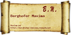 Berghofer Maxima névjegykártya